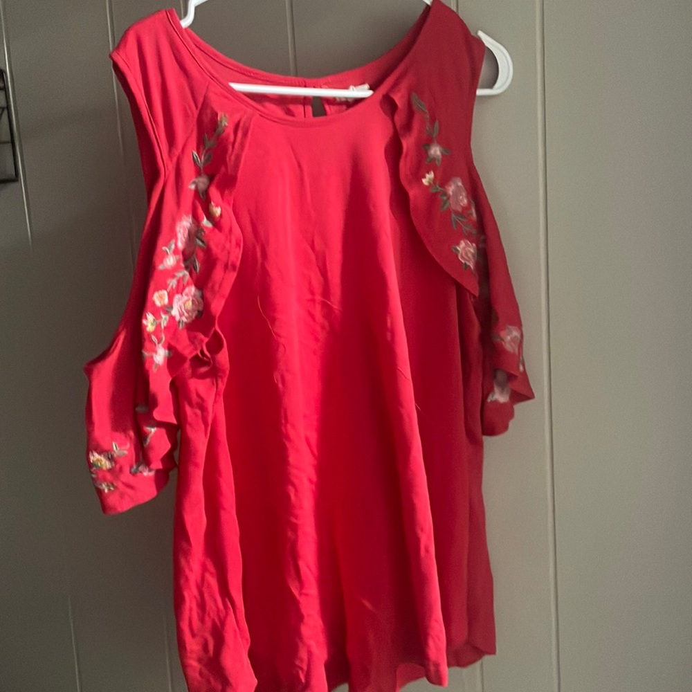 Pink with floral stitching